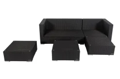OUTFLEXX Gartenlounge, creme/weiß, schwarz, Polyrattan, 5 Personen, wasserfeste Kissenbox, inkl. Kaffeetisch