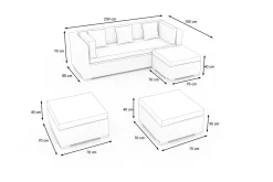 OUTFLEXX Gartenlounge, creme/weiß, schwarz, Polyrattan, 5 Personen, wasserfeste Kissenbox, inkl. Kaffeetisch
