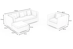OUTFLEXX Gartenlounge, creme/weiß, schwarz, Polyrattan, für 5 Personen, wasserfeste Kissenbox