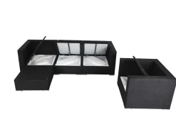 OUTFLEXX Gartenlounge, creme/weiß, schwarz, Polyrattan, für 5 Personen, wasserfeste Kissenbox