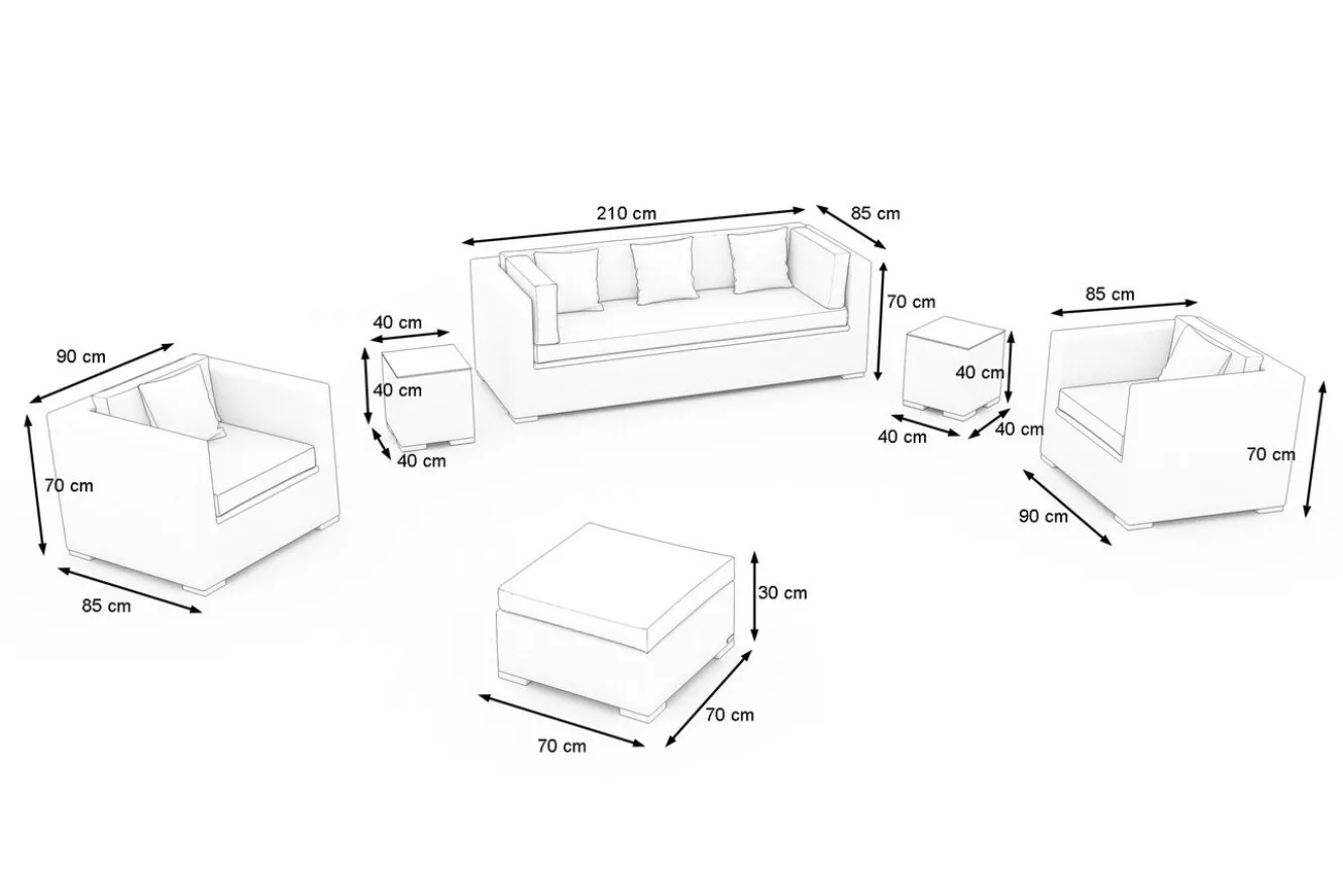 OUTFLEXX Gartenlounge für 5 Personen, dessert-beige, Alu/Polyrattan, modular verstellbar, mit Kissenboxfunktion