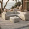 OUTFLEXX Gartenlounge für 5 Personen, 6-teilig, desert-beige, Alu/Polyrattan, mit Kissenboxfunktion, modular verstellbar
