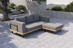 OUTFLEXX Gartenlounge für 3–4 Personen, Alu/Olefin/Akazie, gepolstert in grau, FSC®-zertifiziertes Produkt