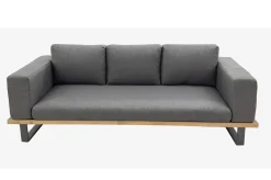 OUTFLEXX Gartenlounge für 3–4 Personen, Alu/Olefin/Akazie, gepolstert in grau, FSC®-zertifiziertes Produkt