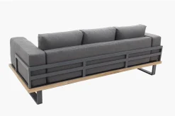 OUTFLEXX Gartenlounge für 3–4 Personen, Alu/Olefin/Akazie, gepolstert in grau, FSC®-zertifiziertes Produkt