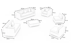 OUTFLEXX Gartenlounge für 8 Personen, desert-beige, Alu/Polyrattan, modular verstellbar, mit Kissenboxfunktion