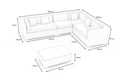 OUTFLEXX Gartenlounge für 6 Personen, desert-beige, Alu/Polyrattan, modular verstellbar, mit Kissenboxfunktion