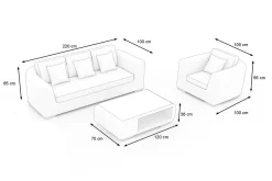 OUTFLEXX Gartenlounge für 4 Personen, beige-meliert, Alu/Polyrattan, Tisch 120 x 70 cm, langlebiges Material