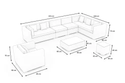 OUTFLEXX Gartenlounge für 8 Personen, desert-beige, Alu/Polyrattan, modular verstellbar, mit Kissenboxfunktion