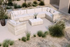 OUTFLEXX Gartenlounge für 8 Personen, desert-beige, Alu/Polyrattan, modular verstellbar, mit Kissenboxfunktion