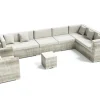 OUTFLEXX Gartenlounge für 8 Personen, desert-beige, Alu/Polyrattan. modular verstellbar, mit Kissenboxfunktion