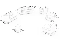 OUTFLEXX Gartenlounge für 8 Personen, desert-beige, Alu/Polyrattan. modular verstellbar, mit Kissenboxfunktion