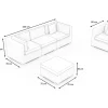 OUTFLEXX Gartenlounge für 4 Personen, beige, Alu/Polyrattan, 3-Sitzer Modul, Sessel & Hocker, mit Kissenboxfunktion