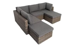 OUTFLEXX Gartenlounge, grau, Polyrattan, 6 Personen, verstellbare Sitzflächen, wasserfeste Kissenbox