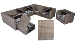 OUTFLEXX Gartenlounge, grau, Polyrattan, 10 Personen, mit Sessel, verstellbare Sitzflächen, wasserfeste Kissenbox