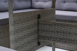 OUTFLEXX Gartenlounge, hellgrau meliert/grau, Polyrattan/Polyester, Tisch 145x79cm, 4 tlg., 7 Pers, inkl. Polster