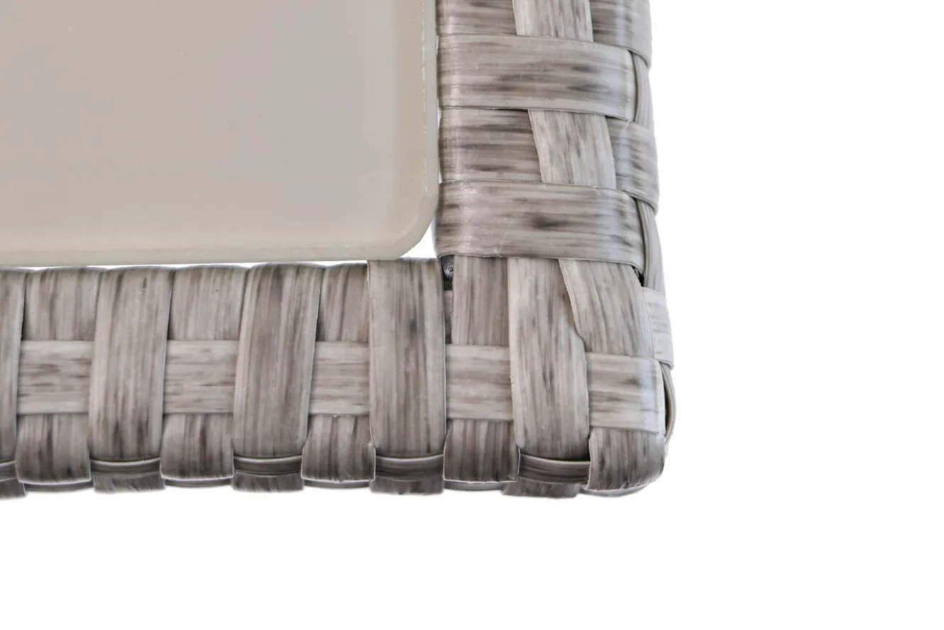 OUTFLEXX Gartenlounge, hellgrau meliert/grau, Polyrattan/Polyester, Tisch 145x79cm, 4 tlg., 7 Pers, inkl. Polster
