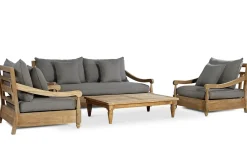 OUTFLEXX Gartenlounge, natur/grau, recyceltes Teak/Olefin, 4 Sitzplätze, inkl. Polster, FSC®-zertifiziertes Produkt
