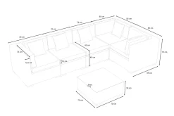 OUTFLEXX Gartenlounge, 5 Pers, braun marmoriert, Polyrattan, wasserfeste Kissenbox, inkl. Beistelltisch