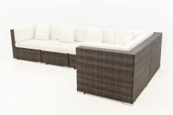OUTFLEXX Gartenlounge, 5 Pers, braun marmoriert, Polyrattan, wasserfeste Kissenbox
