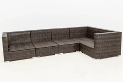 OUTFLEXX Gartenlounge, 5 Pers, braun marmoriert, Polyrattan, wasserfeste Kissenbox