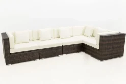 OUTFLEXX Gartenlounge, 5 Pers, braun marmoriert, Polyrattan, wasserfeste Kissenbox