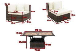 OUTFLEXX Gartenlounge, 5 Pers, braun marmoriert, Polyrattan, wasserfeste Kissenbox, inkl. Loungetisch
