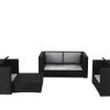OUTFLEXX Gartenlounge, 5 Personen, creme/weiß, schwarz, Polyrattan, wasserfeste Kissenbox