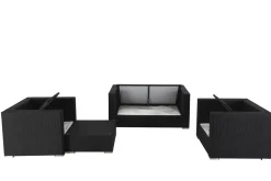 OUTFLEXX Gartenlounge, 5 Personen, creme/weiß, schwarz, Polyrattan, wasserfeste Kissenbox