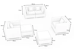 OUTFLEXX Gartenlounge, 5 Personen, creme/weiß, schwarz, Polyrattan, inkl. Kaffeetisch, wasserfeste Kissenbox