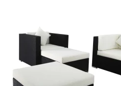 OUTFLEXX Gartenlounge, 5 Personen, creme/weiß, schwarz, Polyrattan, inkl. Kaffeetisch, wasserfeste Kissenbox