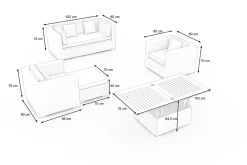 OUTFLEXX Gartenlounge, 5 Personen, creme/weiß, schwarz, Polyrattan, inkl. Loungetisch, wasserfeste Kissenbox