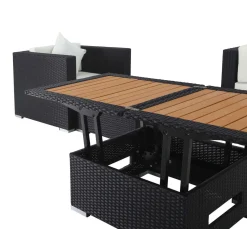 OUTFLEXX Gartenlounge, 5 Personen, creme/weiß, schwarz, Polyrattan, inkl. Loungetisch, wasserfeste Kissenbox