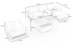 OUTFLEXX Gartenlounge, 5 Personen, höhenverstellbarer Tisch, Alu/Polyester