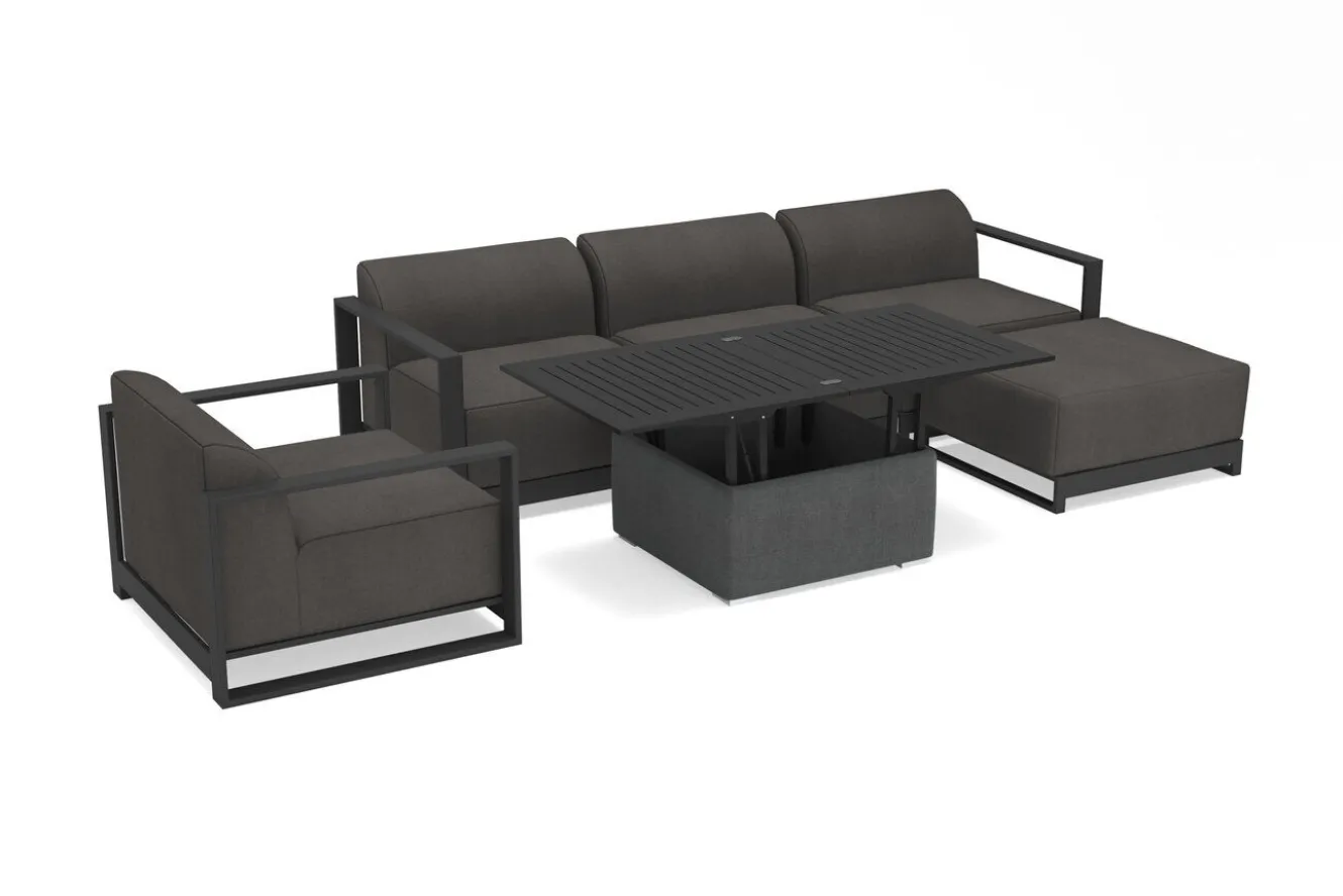 OUTFLEXX Gartenlounge, 5 Personen, höhenverstellbarer Tisch, Alu/Polyester