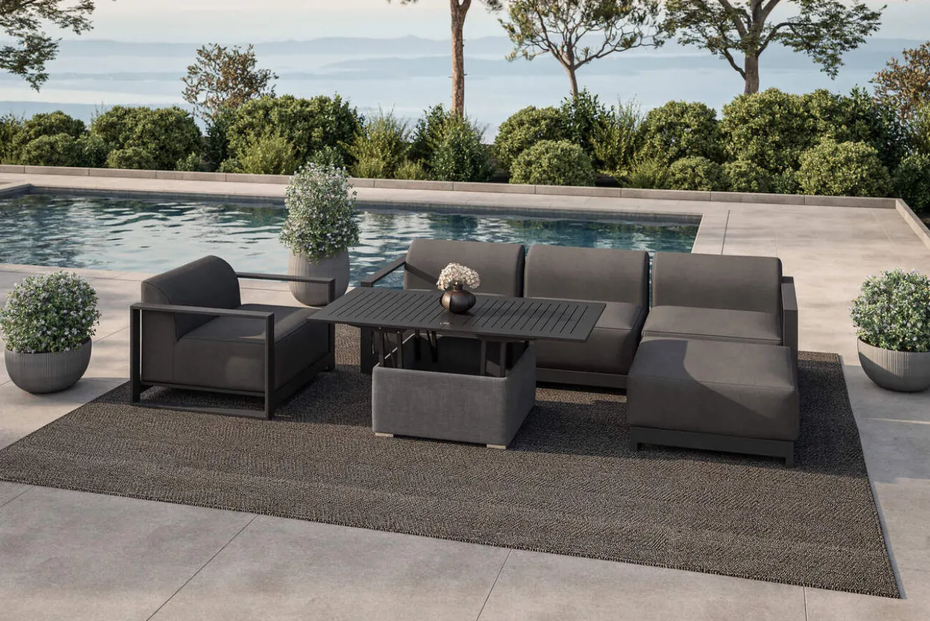 OUTFLEXX Gartenlounge, 5 Personen, höhenverstellbarer Tisch, Alu/Polyester
