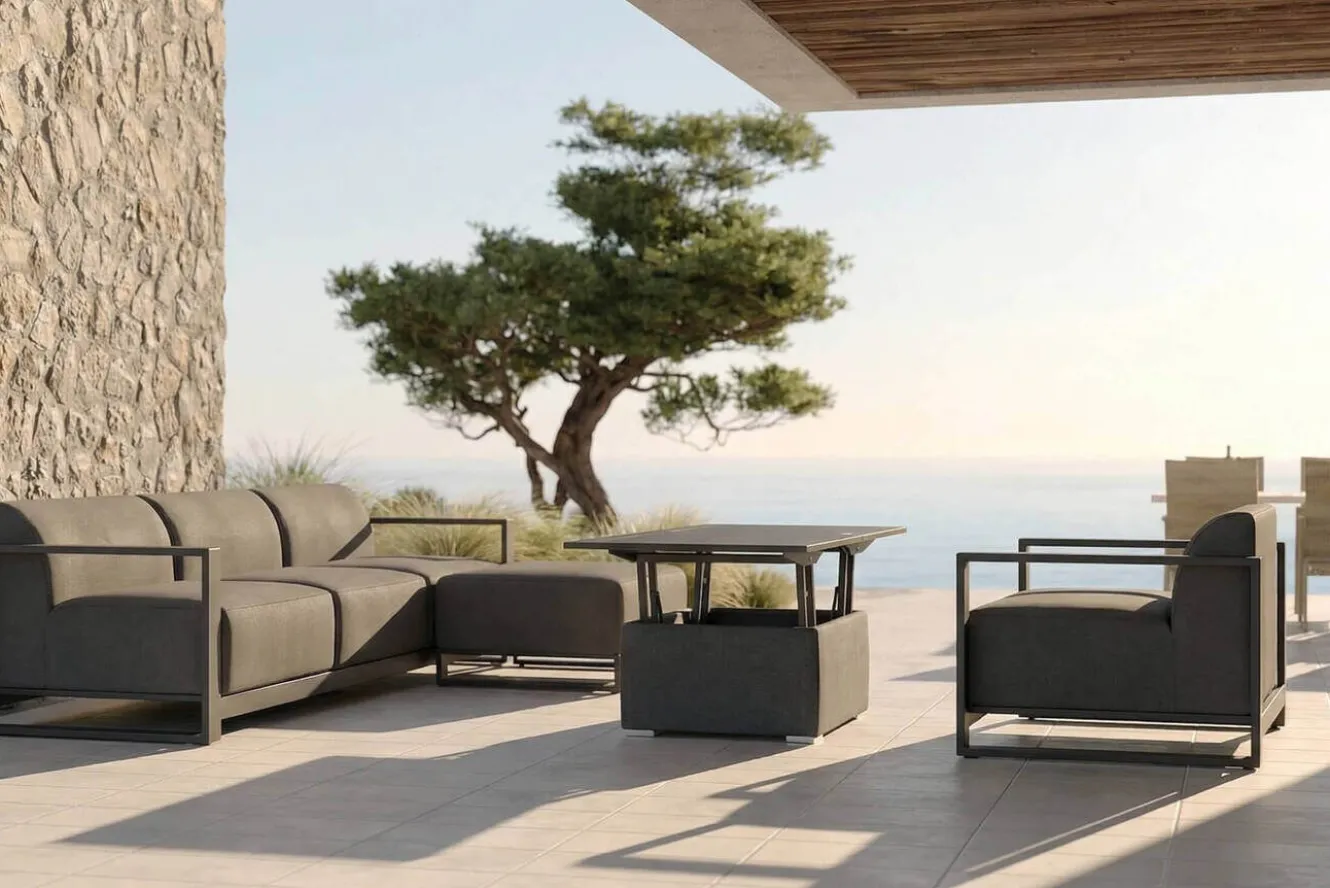 OUTFLEXX Gartenlounge, 5 Personen, höhenverstellbarer Tisch, Alu/Polyester
