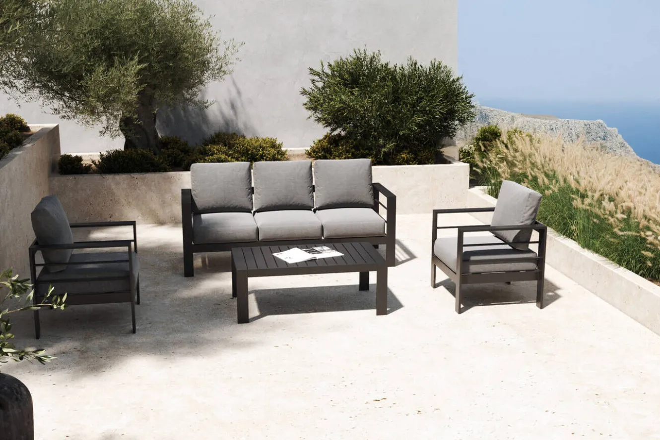 OUTFLEXX Gartenlounge, 5 Personen, inkl. Tisch und Kissen, Aluminium