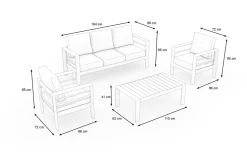 OUTFLEXX Gartenlounge, 5 Personen, inkl. Tisch und Kissen, Aluminium
