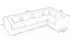 OUTFLEXX Gartenlounge Polyrattan, creme/weiß, schwarz, für 5 Personen, wasserfeste Kissenbox