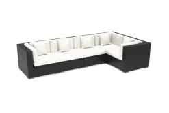 OUTFLEXX Gartenlounge Polyrattan, creme/weiß, schwarz, für 5 Personen, wasserfeste Kissenbox
