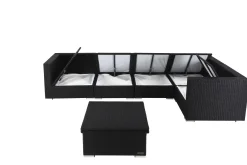 OUTFLEXX Gartenlounge Polyrattan, creme/weiß, schwarz, für 5 Personen, inkl. Loungetisch, wasserfeste Kissenbox
