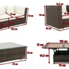OUTFLEXX Gartenlounge, Polyrattan, braun marmoriert, 5 Pers, wasserfeste Kissenbox, inkl. Loungetisch