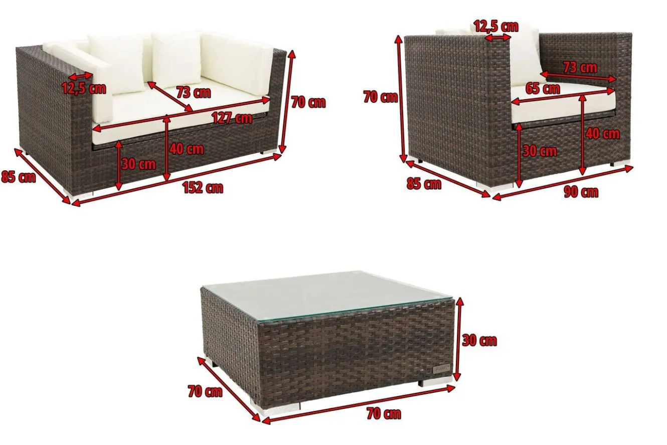 OUTFLEXX Gartenlounge, Polyrattan, braun marmoriert, 5 Pers, wasserfeste Kissenbox
