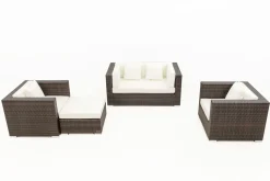 OUTFLEXX Gartenlounge, Polyrattan, braun marmoriert, 5 Pers, wasserfeste Kissenbox