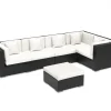 OUTFLEXX Gartenlounge Polyrattan, creme/weiß, schwarz, für 5 Personen, inkl. Kaffeetisch, wasserfeste Kissenbox