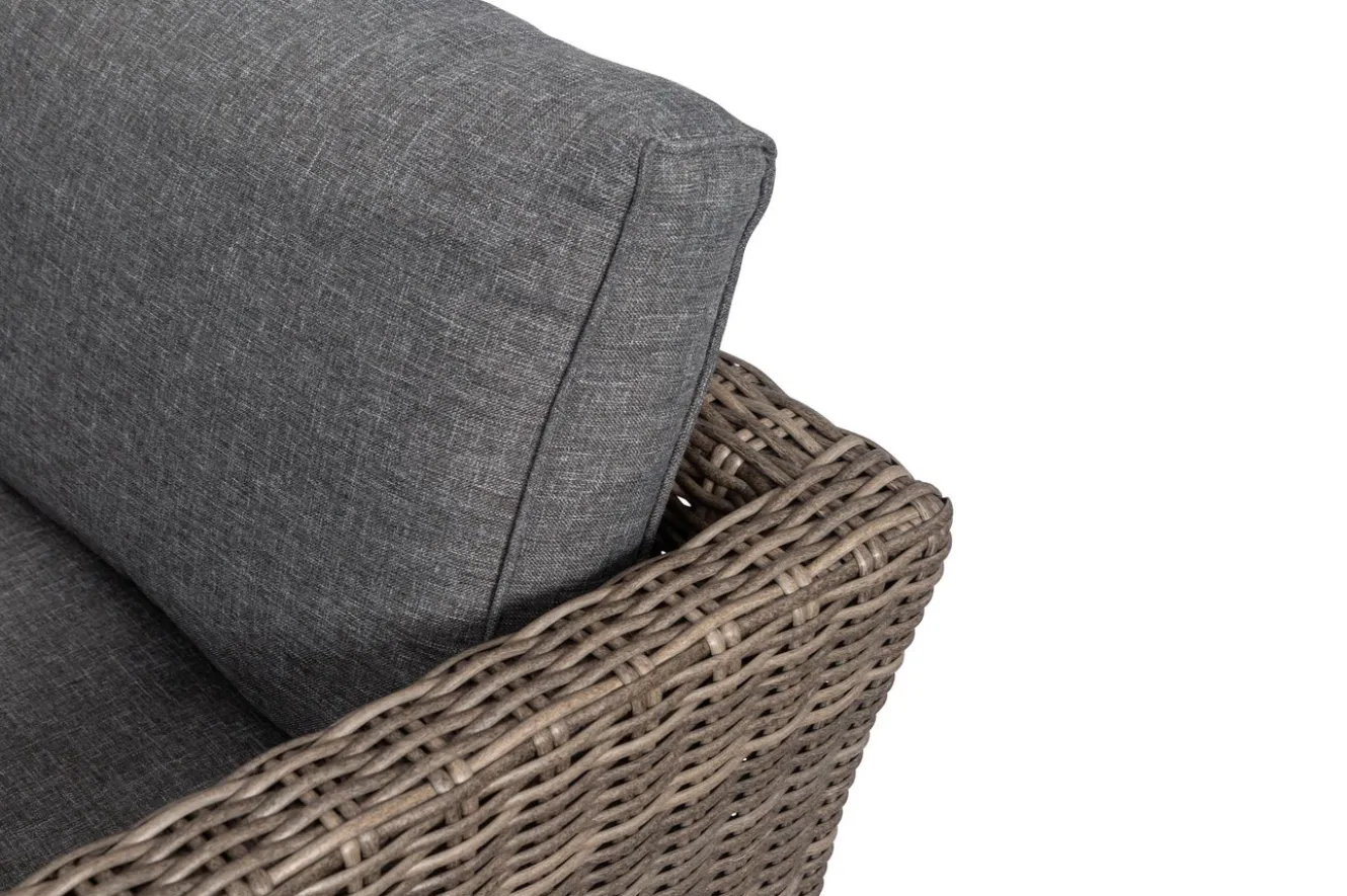 OUTFLEXX Gartenlounge Set, grau, Polyrattan, für 5 Personen, wasserfeste Kissenbox