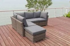 OUTFLEXX Gartenlounge Set, grau, Polyrattan, für 5 Personen, wasserfeste Kissenbox