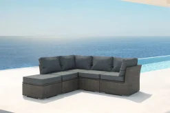 OUTFLEXX Gartenlounge Set, grau, Polyrattan, für 5 Personen, wasserfeste Kissenbox