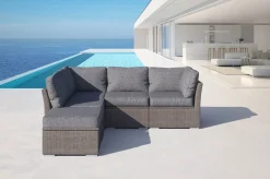 OUTFLEXX Gartenlounge Set, grau, Polyrattan, für 5 Personen, wasserfeste Kissenbox